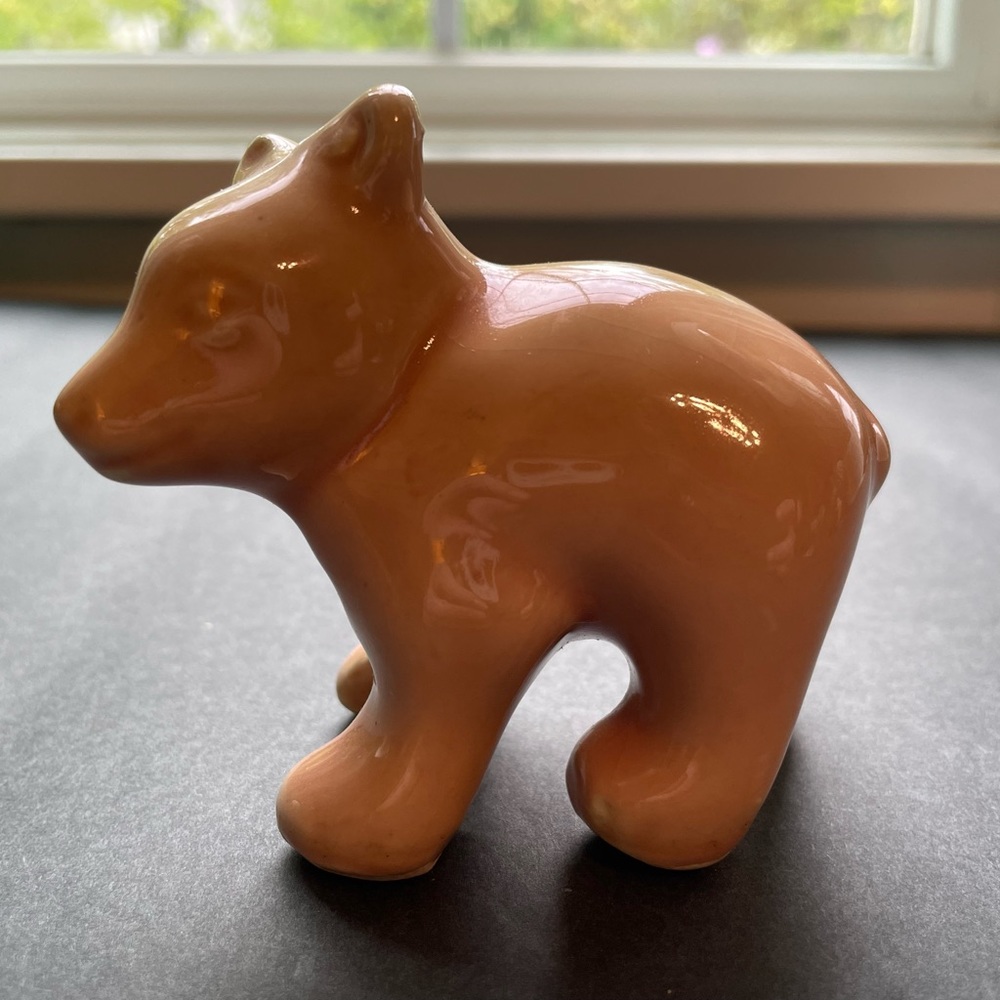 Vintage Shawnee pink bear miniature. Ceramic.